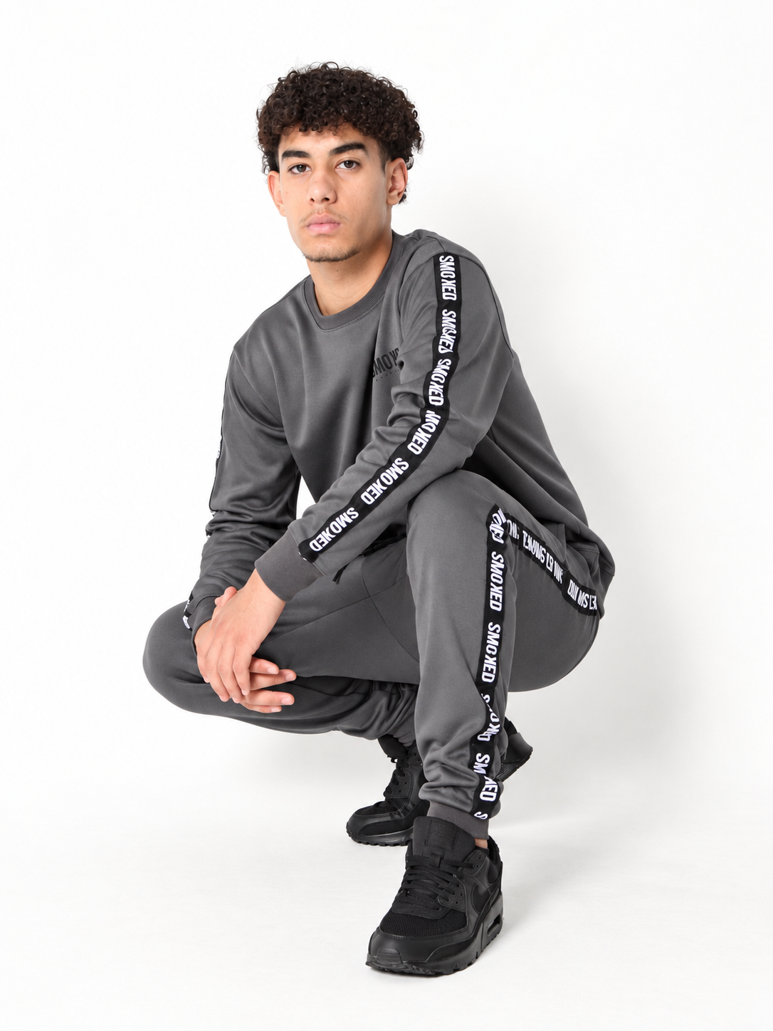 Smoked Charcoal Grey Tapered Tracksuit