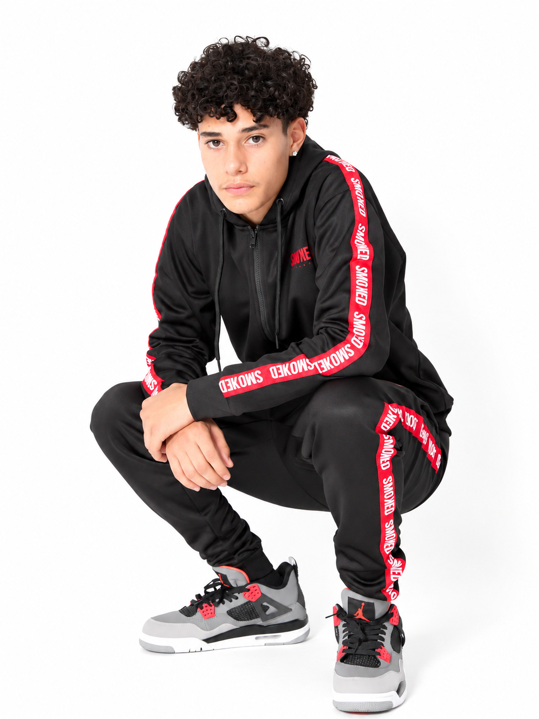 Smoked Blackout Tapered Hooded Tracksuit