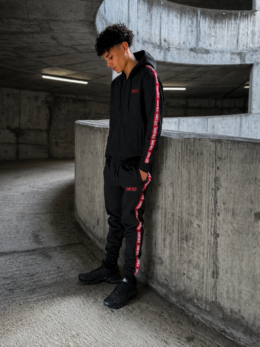 Smoked Blackout Tapered Hooded Tracksuit