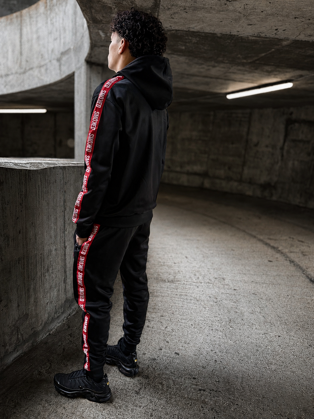 Smoked Blackout Tapered Hooded Tracksuit