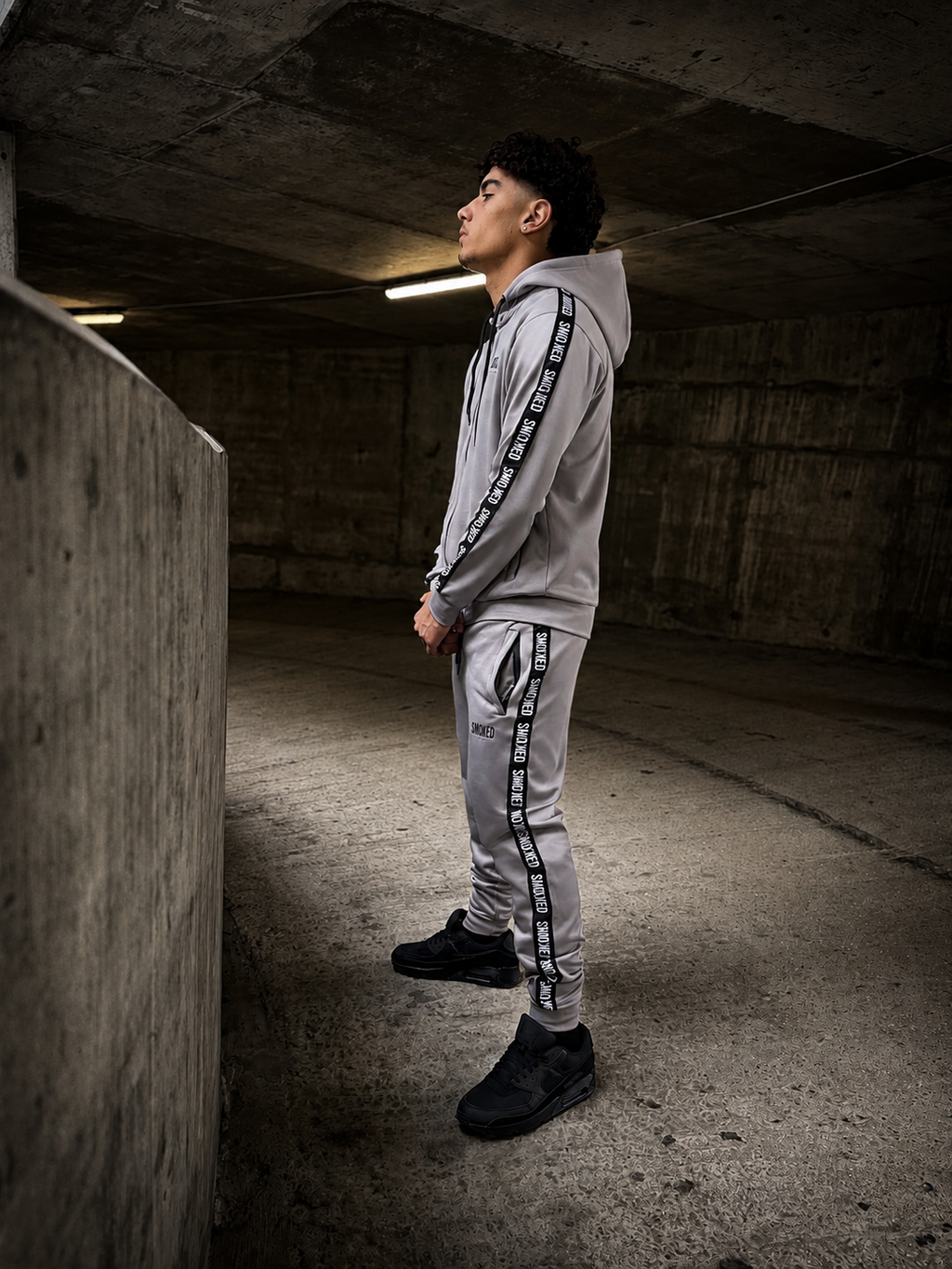 Smoked Ghost Grey Tapered Hooded Tracksuit