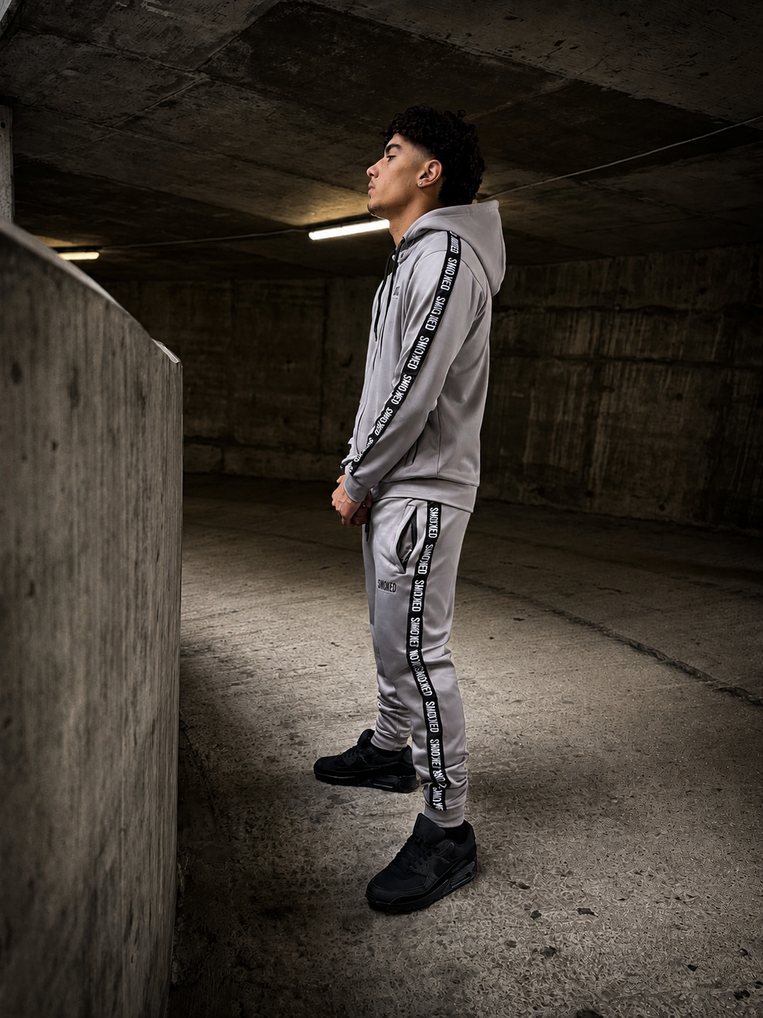 Smoked Ghost Grey Tapered Hooded Tracksuit