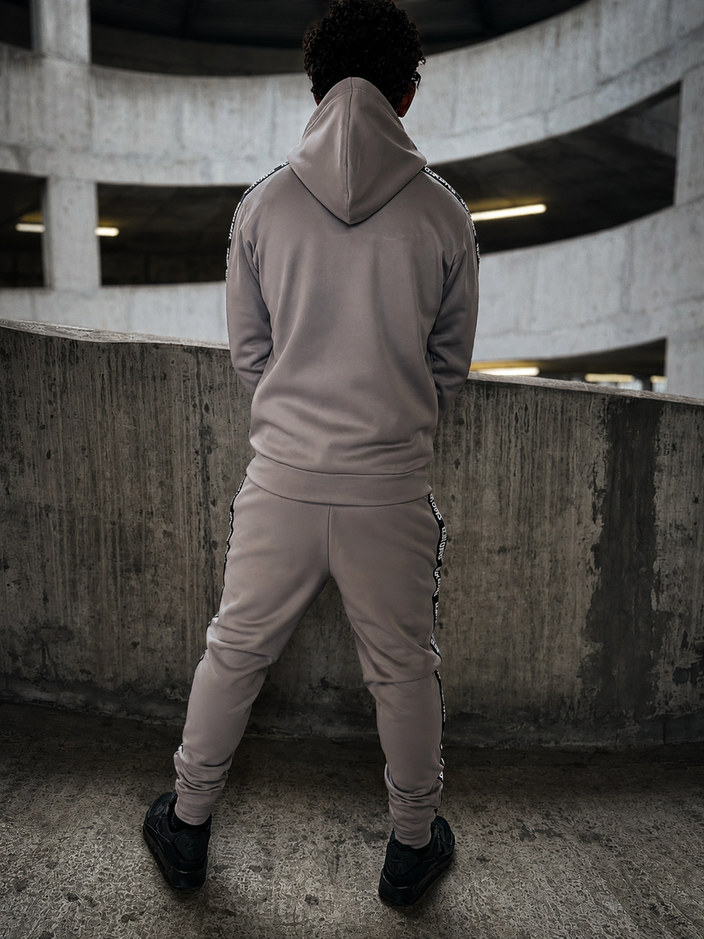 Smoked Ghost Grey Tapered Hooded Tracksuit