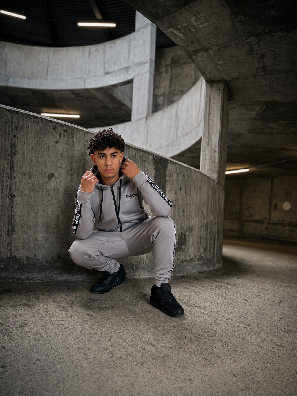 Smoked Ghost Grey Tapered Hooded Tracksuit