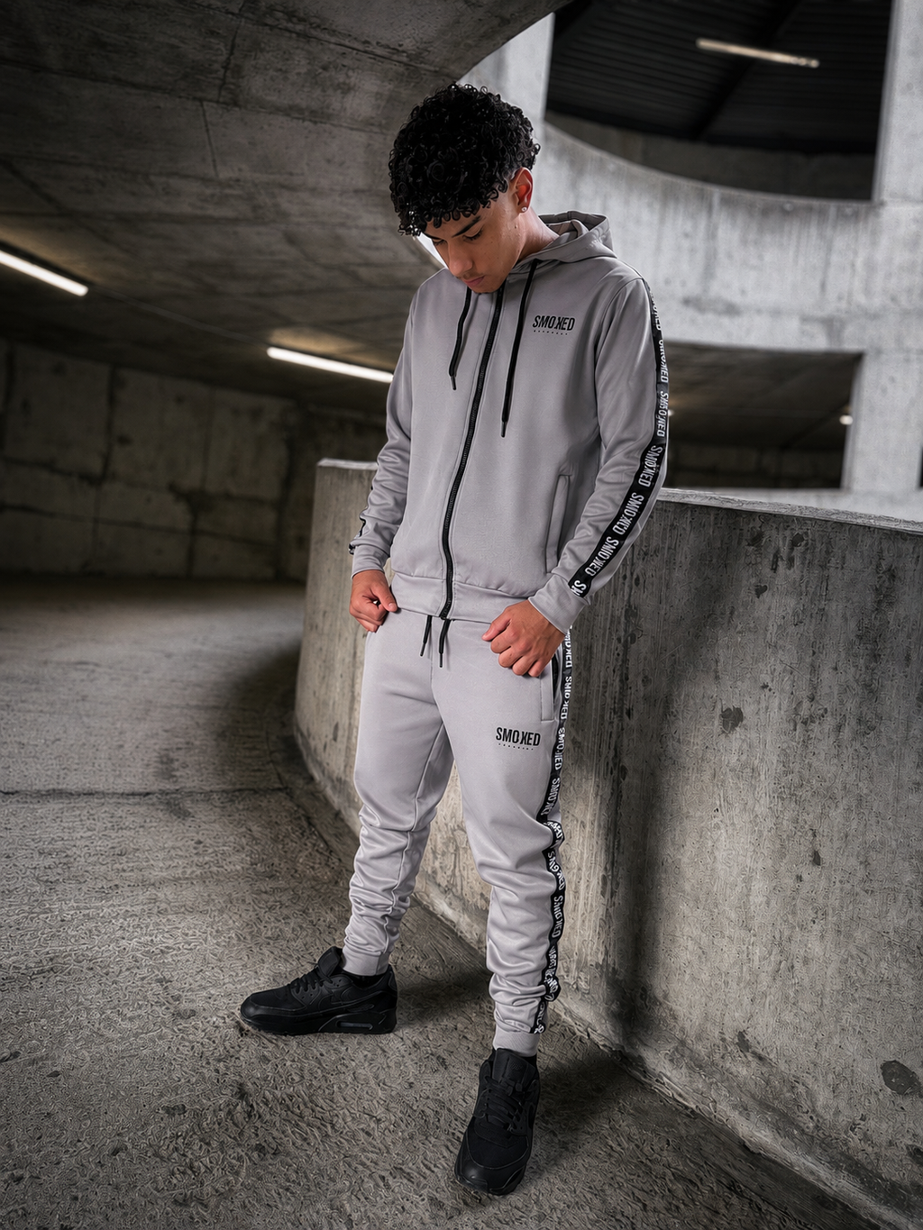 Smoked Ghost Grey Tapered Hooded Tracksuit