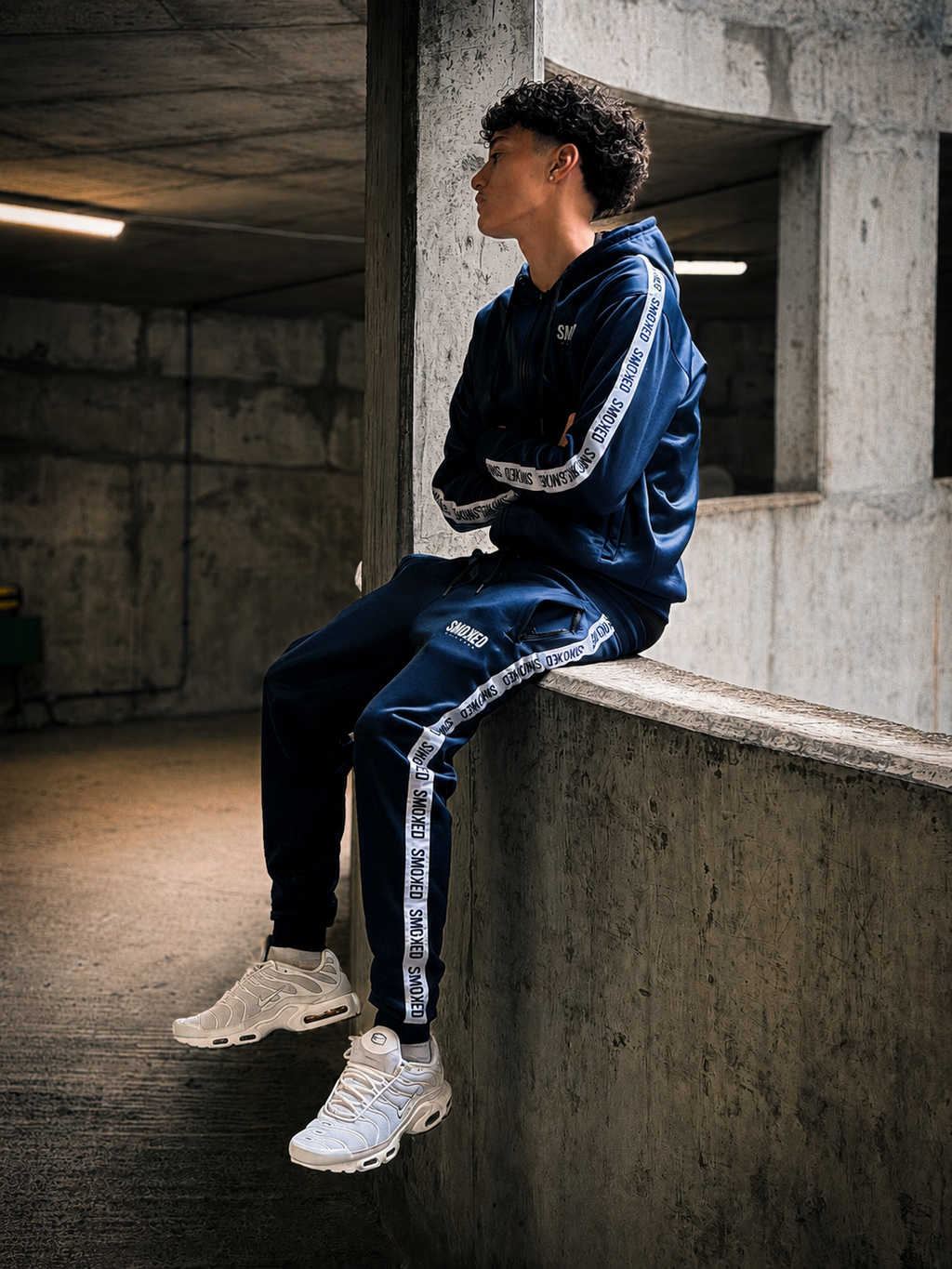 Smoked Navy Blue Tapered Tracksuit