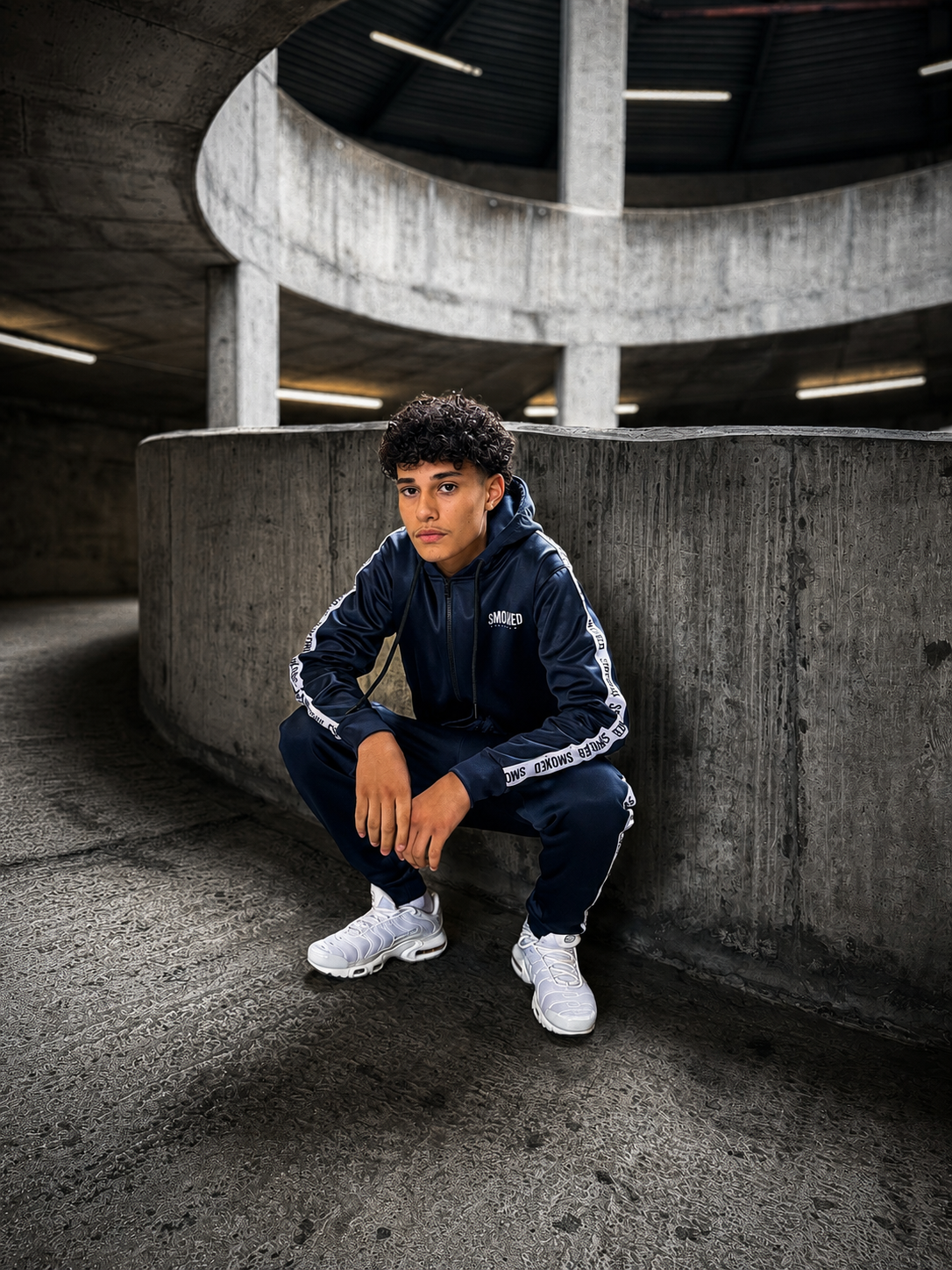 Smoked Navy Blue Tapered Tracksuit