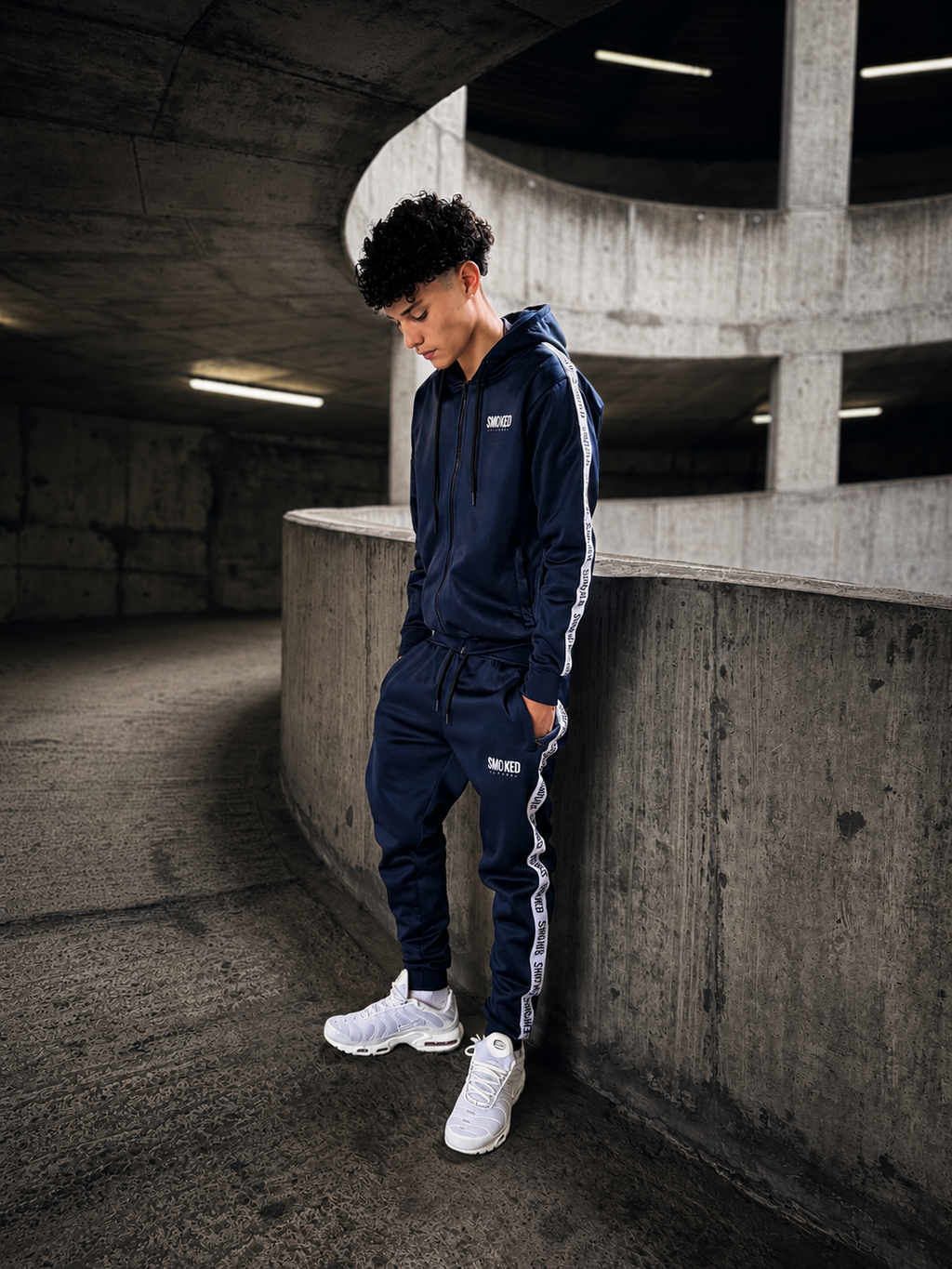 Smoked Navy Blue Tapered Tracksuit