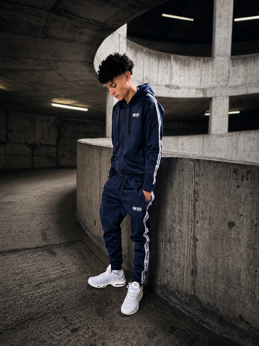Smoked Navy Blue Tapered Tracksuit