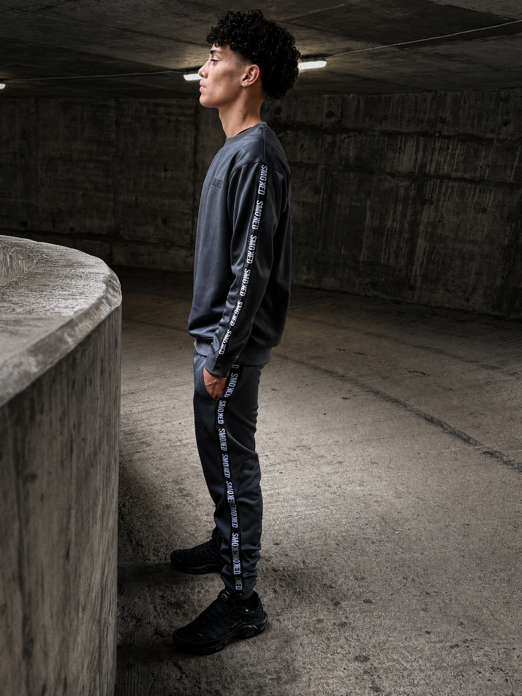 Smoked Charcoal Grey Tapered Tracksuit