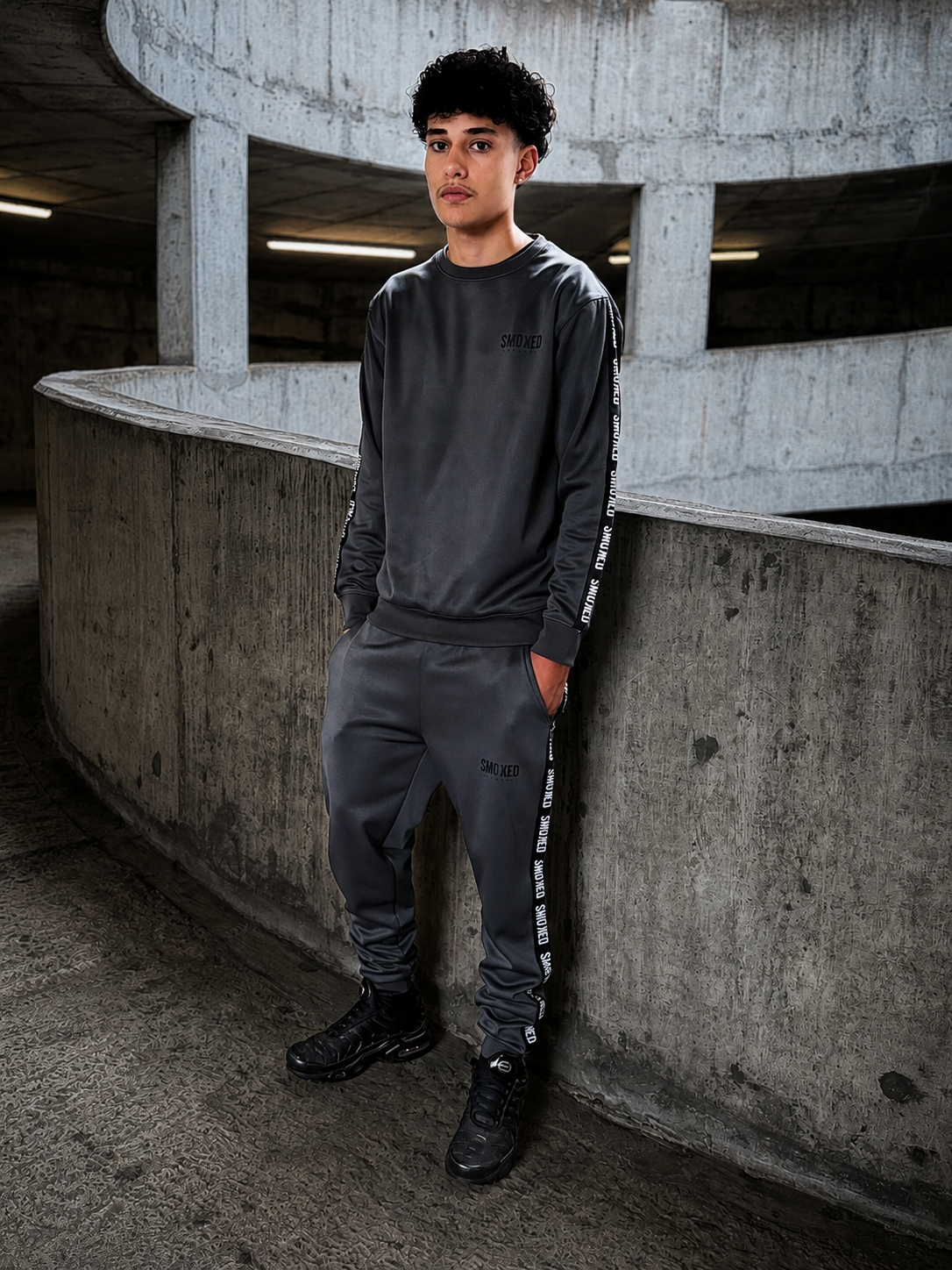 Smoked Charcoal Grey Tapered Tracksuit